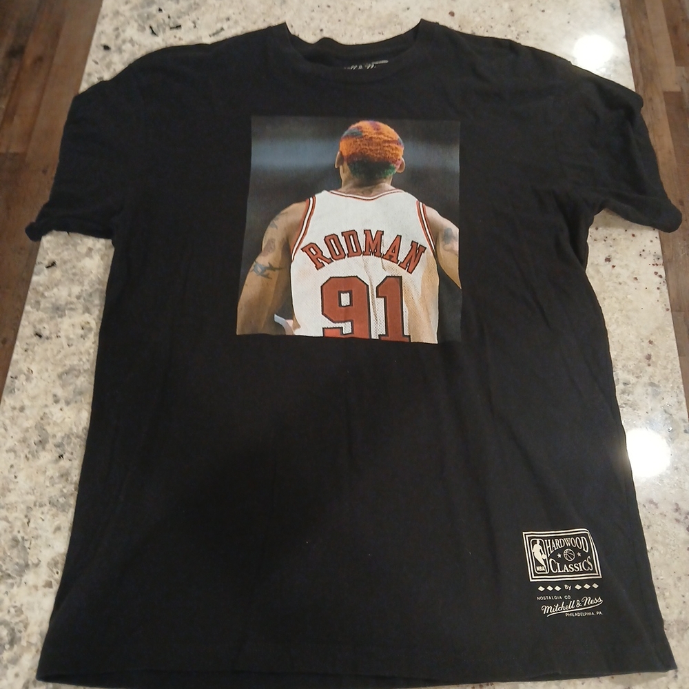 Mitchell & Ness Black Rodman 91 Graphic Tee